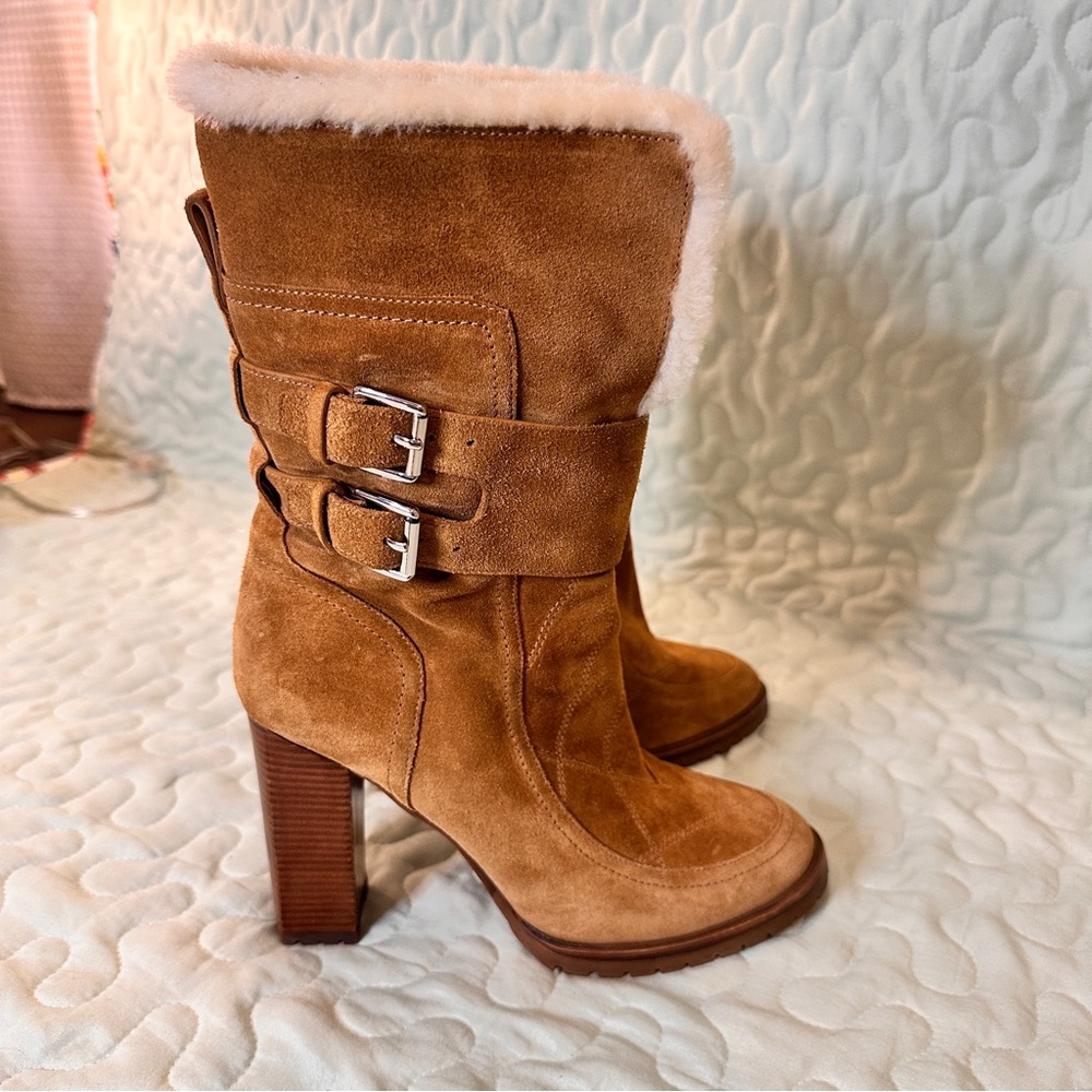 Sigerson Morrison Evanlee‎ Dyed Shearling Suede Boots 7.5 Brand New - Picture 14 of 15